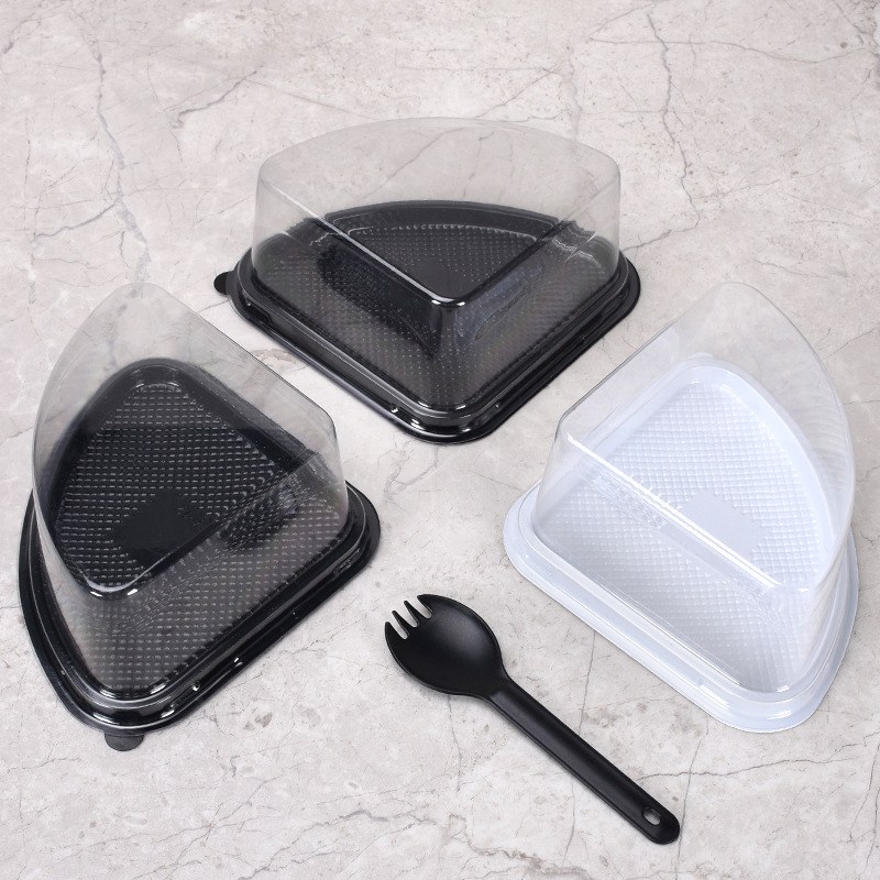 Fábrica al por mayor PET semicírculo corte blister caja transparente triángulo pastel multi-capa para hornear caja de embalaje de postre