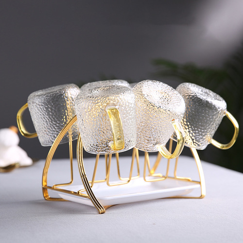 Light luxury metal cup rack storage rack glass cup household water cup holder cup storage wine glass rack upside down drain rack