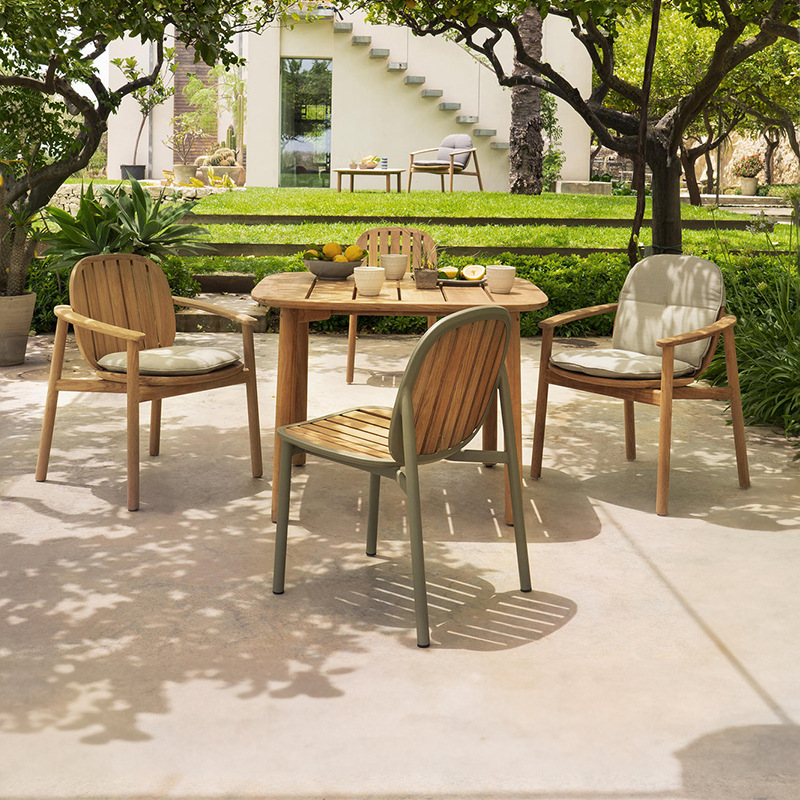 Al Aire Libre teca mesa y silla al aire libre balcón patio hotel al aire libre impermeable protector solar Villa anti-corrosión de aluminio muebles de ocio