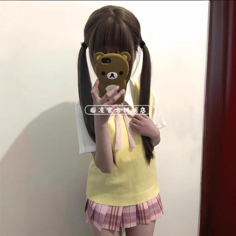 Candy Japanese Jk Uniform School Style Pullover College Vest Knit Sweater Pullover Set Outerwear Short Skirt for Women