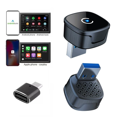 New Wireless Carplay Box with Android Auto 2-in-1 Smart Car-Machine Interconnection Aibox Adapter (Simsiz CarPlay və Android Auto) - k16a-overseas-version-neutral-black-type-c-adapter