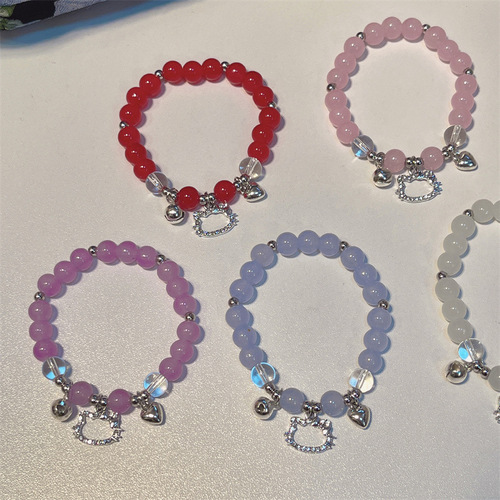 Korean style new cat's eye stone bracelet ins style simple rhinestone cat bracelet sweet and cute versatile bracelet bracelet