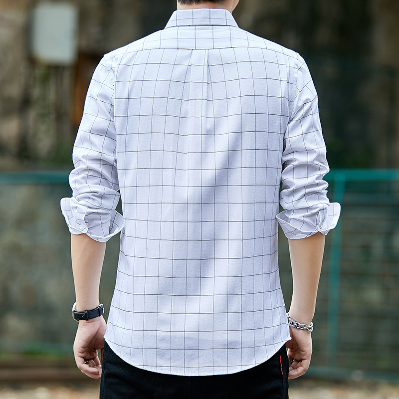 Camisas de fábrica personalizadas para hombres primavera y verano camisa de Oxford para hombres cuadrícula alta sensación de camisa delgada para hombres coreanos más