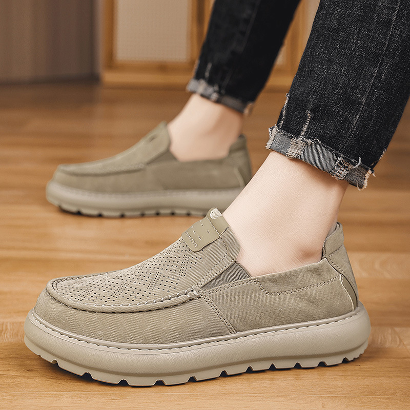 Men's Shoes 2026 Summer New Style Cloth Shoes Men's Lightweight Thick-Soled Breathable Casual Shoes Slip-On Sports Loafers