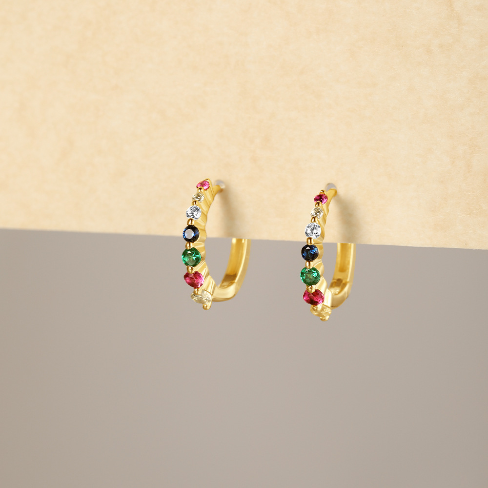 Women's Gender 1 Pair 925 Sterling Silver Zircon Geometric Earrings