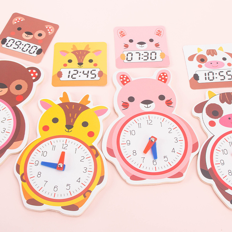 Reloj digital de madera para niños, ayudas didácticas, formas geométricas, bloques de construcción, cognición, educación temprana para bebés, juguetes de iluminación intelectual
