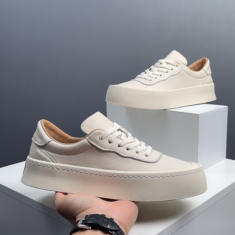 Boys' first-layer cowhide leather board shoes men's trendy shoes men's European station shoes men's casual shoes genuine leather thick-soled biscuit shoes for men Boys' first-layer cowhide leather board shoes men's trendy shoes men's European station shoes men's casual shoes genuine leather thick-soled biscuit shoes for men