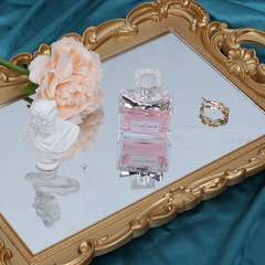 復古鏡面托盤飾品香水攝影擺拍道具歐式背景鏡子置物盤拍照道具