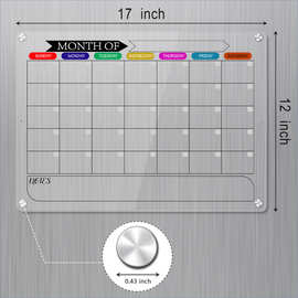 亚克力日历板磁性干擦板磁吸透明冰箱贴家用留言记事板悬挂展示板