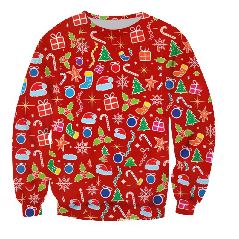 023 venta caliente transfronteriza, estampado en 3D, patrones exquisitos de Pascua, ropa cómoda, suéter de cuello redondo, moda