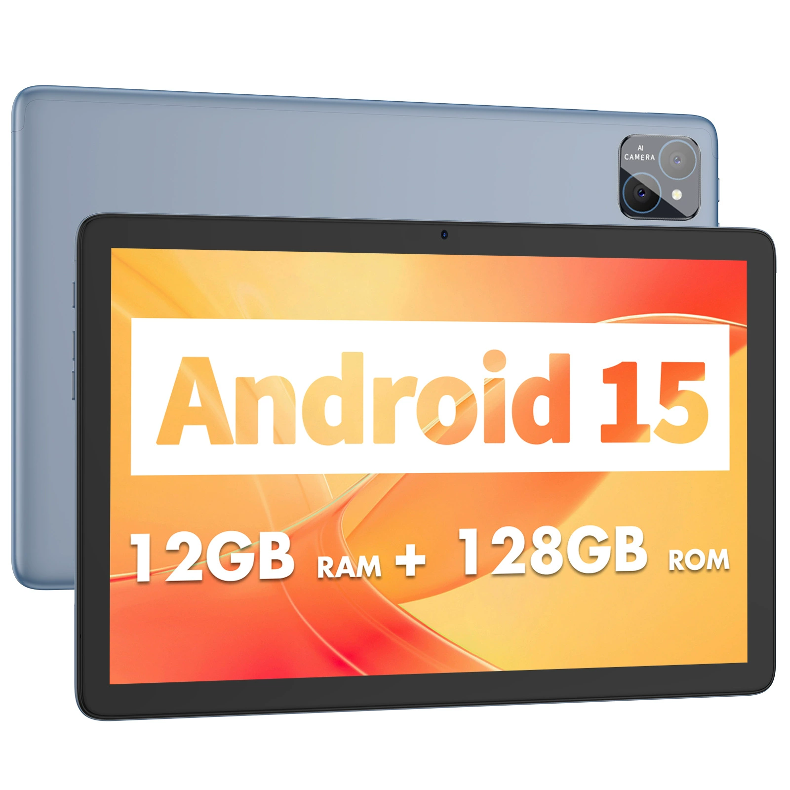 Планшет Android 15, 24 ГБ (расширение 6ГБ+18ГБ)+128ГБ, восьмиядерный, звонки 4G, серый/голубой