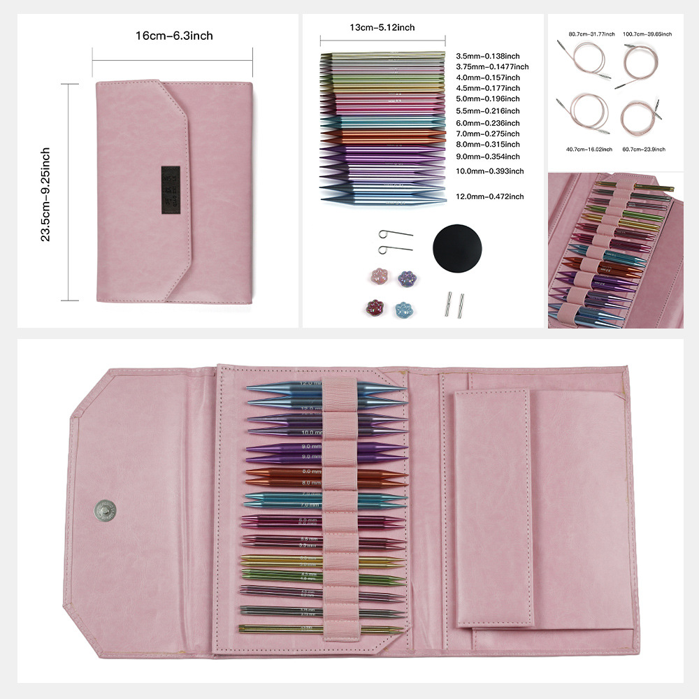 Herramientas de tejido transfronterizas de óxido de aluminio de color macarón longitud de aguja de anillo desmontable 13CM 3.5-12.0mm