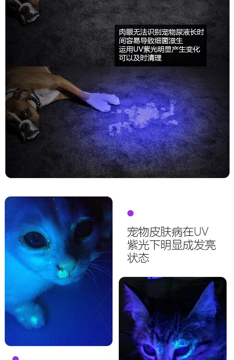 Ultraviolet Flashlight for Identification Using 65Nm Light to Detect Jade, Emerald, Tobacco, Alcohol, and Counterfeit Money, Wood-Style Uv Flashlight