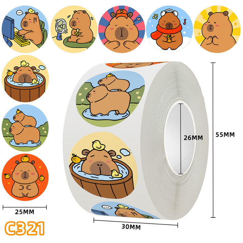 Cartoon animal capabala roll stickers cartoon cute high-looking hand account decoration sealing stickers student tape