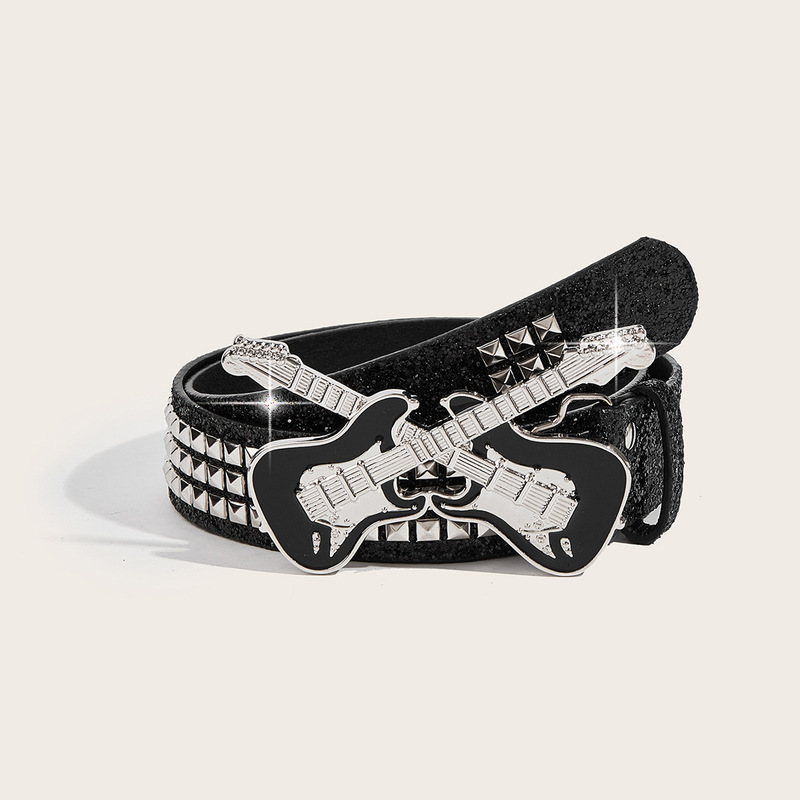 American-Style Hot Girl Rock Punk Guitar Alloy Belt Buckle Western Style European and American Foreign Trade Cross-Border Supply