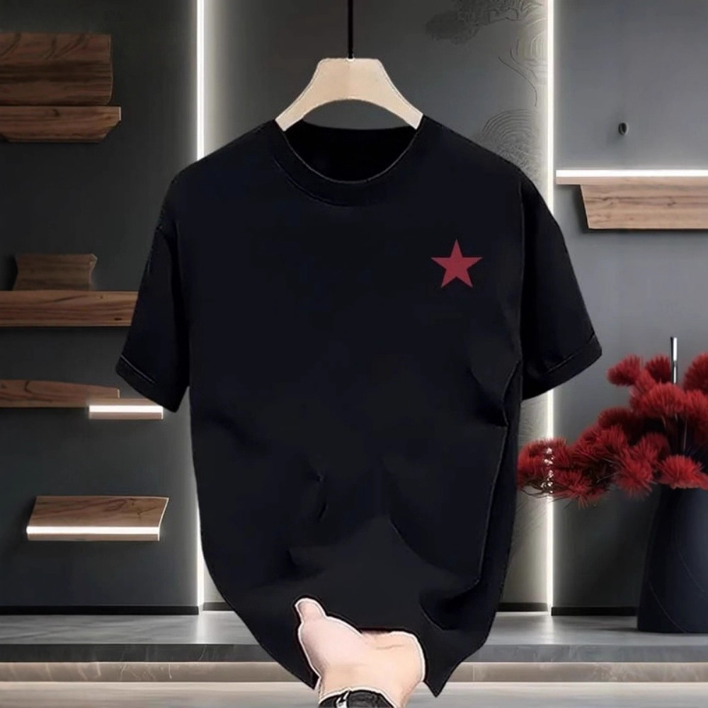 Men's Pure Cotton T-Shirt Short Sleeved Casual Loose Top Trendy Chinese Style Cool Summer Wear_voghion.com