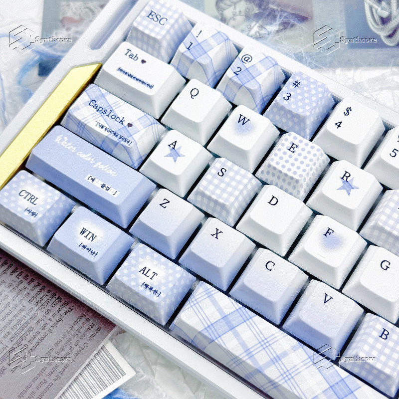 Dreamy Blue and White Keycaps Ins Simple New Original Factory Customized Pbt Sublimation Keycaps Mechanical Keycaps Keyboard
