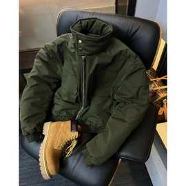 新款轻骑兵bomber短款夹克棉服男秋冬季立领廓形工装棉衣加厚外套