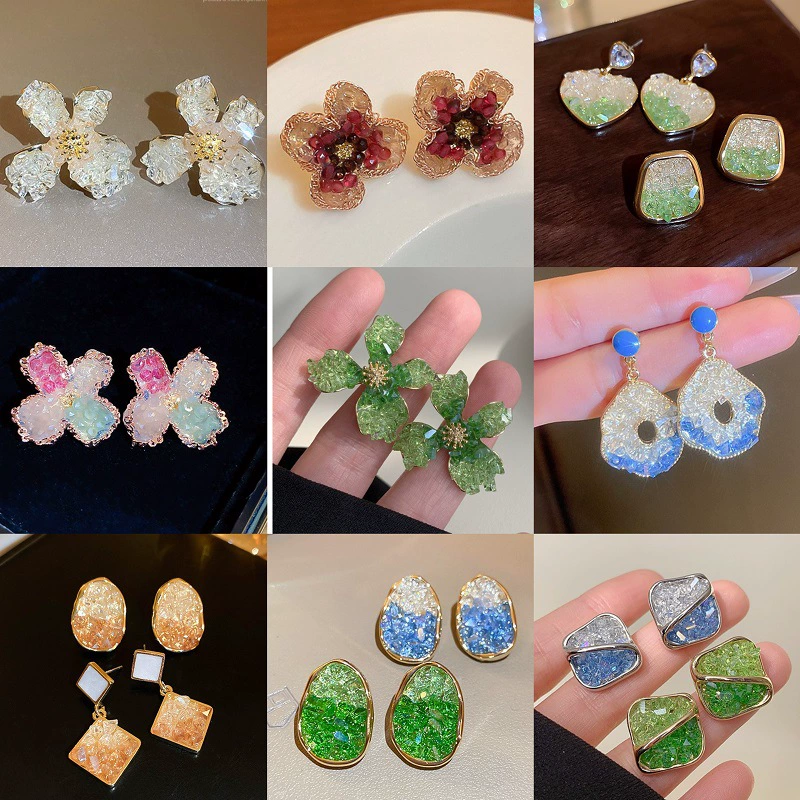 Серебряная игла, свежие сережки, градиент, стиль высокого качества