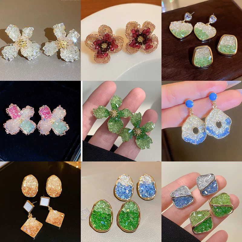 Серебряная игла, свежие сережки, градиент, стиль высокого качества