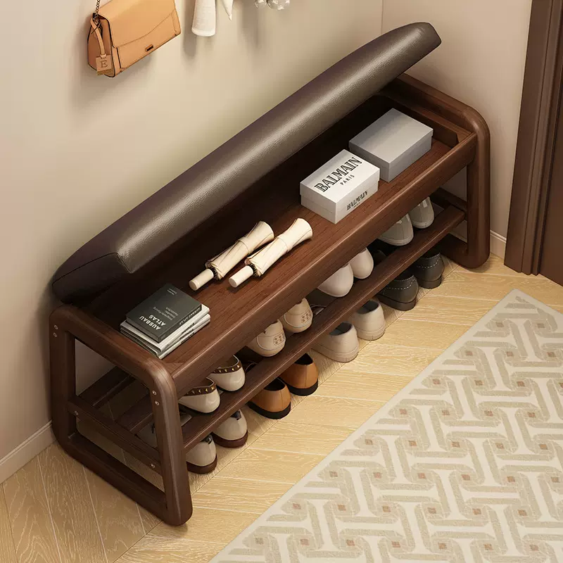 实木换鞋凳门口家用入户进门可坐穿鞋凳鞋柜一体收纳高级感玄关凳
