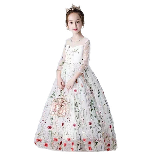 Factory Direct Sale Embroidered Fabric Seaweed Embroidered Dress Fashion Women's Evening Gown Lace Edge Fabric