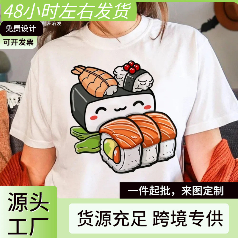 Sushi T-Shirt Female Summer T-Shirt Female Manga 2000S Clothing Graphic T-Shirt Aesthetic Clothing Fashion Original