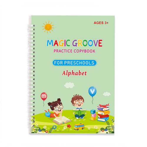 Cross-border English Version 3-6 Year Old Children's Grooved Calligraphy Student Handwriting Practice Book Copywriting Magic Calligraphy Practice Book Wholesale