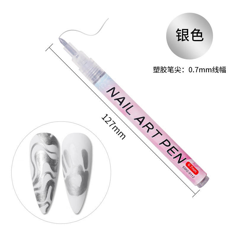 SOMEQI Bolígrafo para decoración de uñas de 12 colores para pintar y puntear, bolígrafo con punta de aguja para diario DIY, bolígrafo para delinear, bolígrafo para grafiti para decoración de uñas.