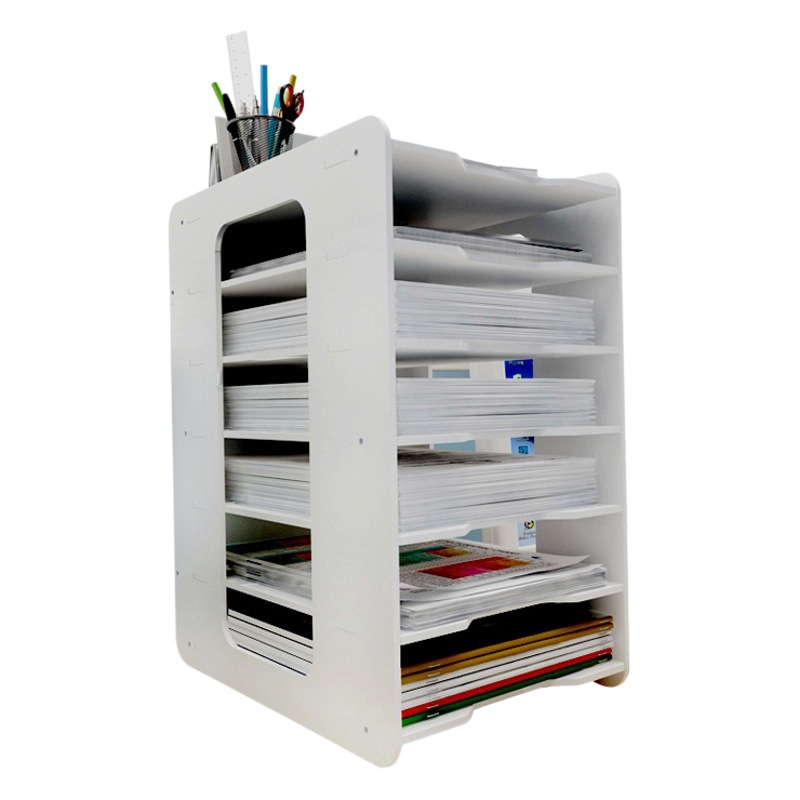 Simple Escritorio de oficina archivo rack de almacenamiento Carpeta de escritorio de oficina caja de almacenamiento Marco de archivo soporte de libro información rack image 1