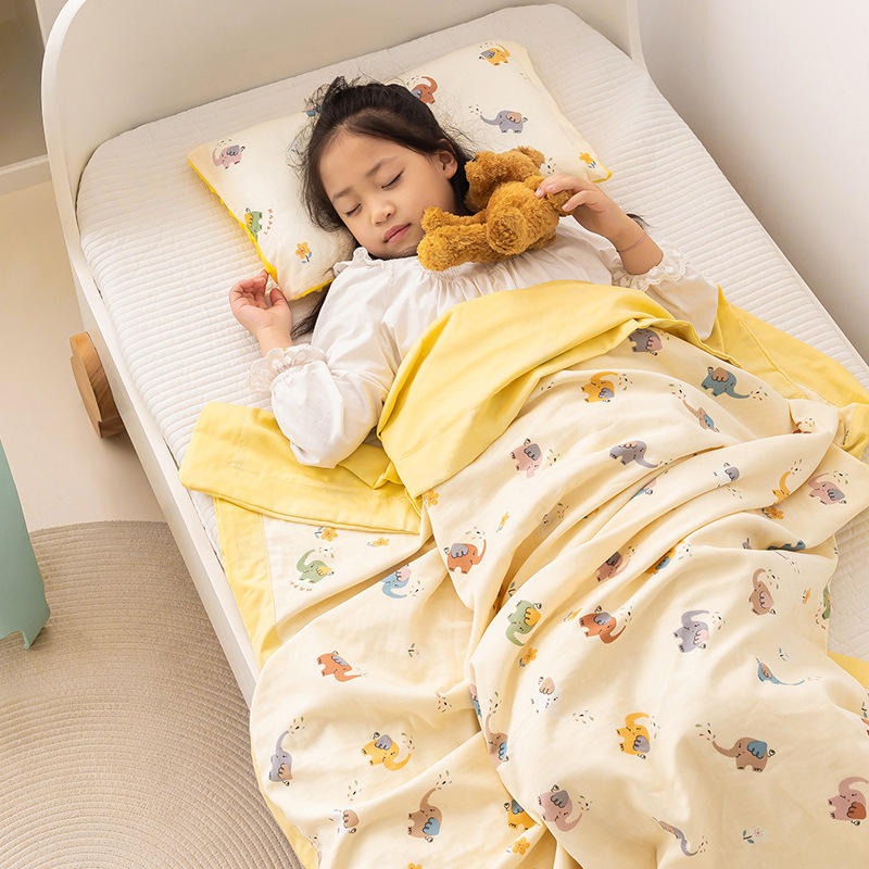 Clase A manta para bebés y niños edredón fresco de verano de algodón jardín de infantes siesta edredón fino manta de aire acondicionado para niños hilo de doble capa edredón fresco de verano