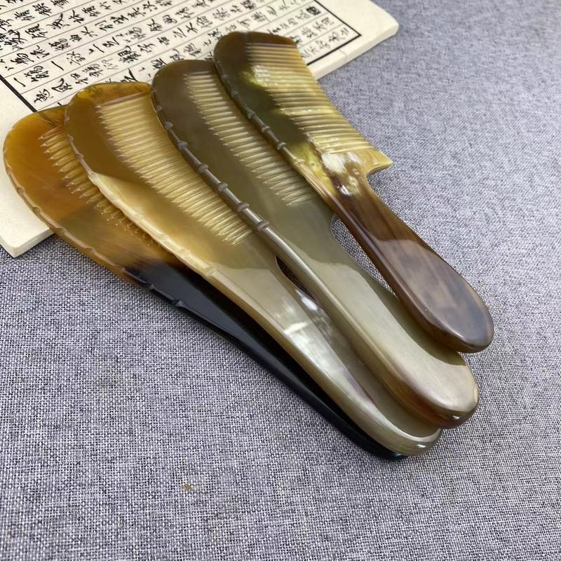 天然牛角コームアート手彫りコーム細かい歯の滑らかなヘアコームマッサージコーム大ロング 20cm|undefined