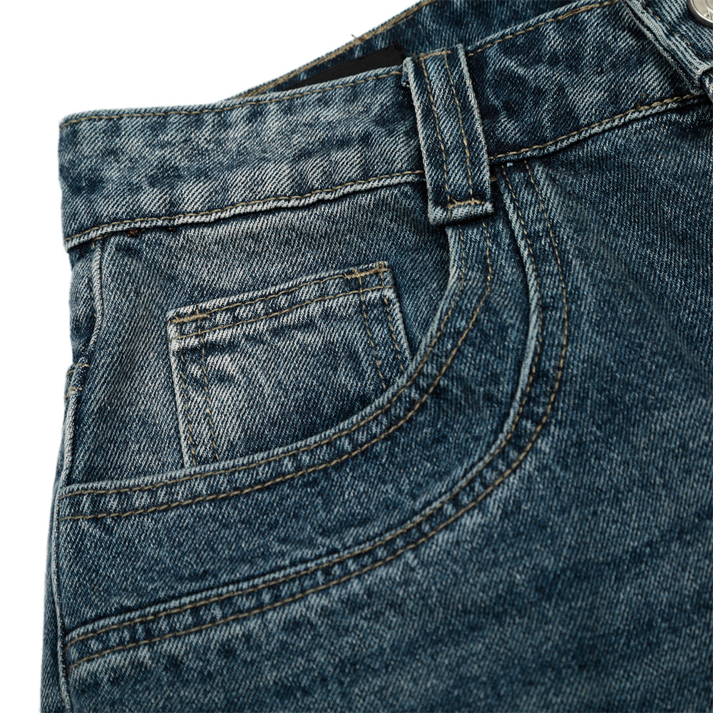 Men's Vintage Washed Denim Jeans Distressed Cat Whisker Rhinestone Embellished Baggy Pants High-Quality Cotton B3072 Blue_mkmklike.com