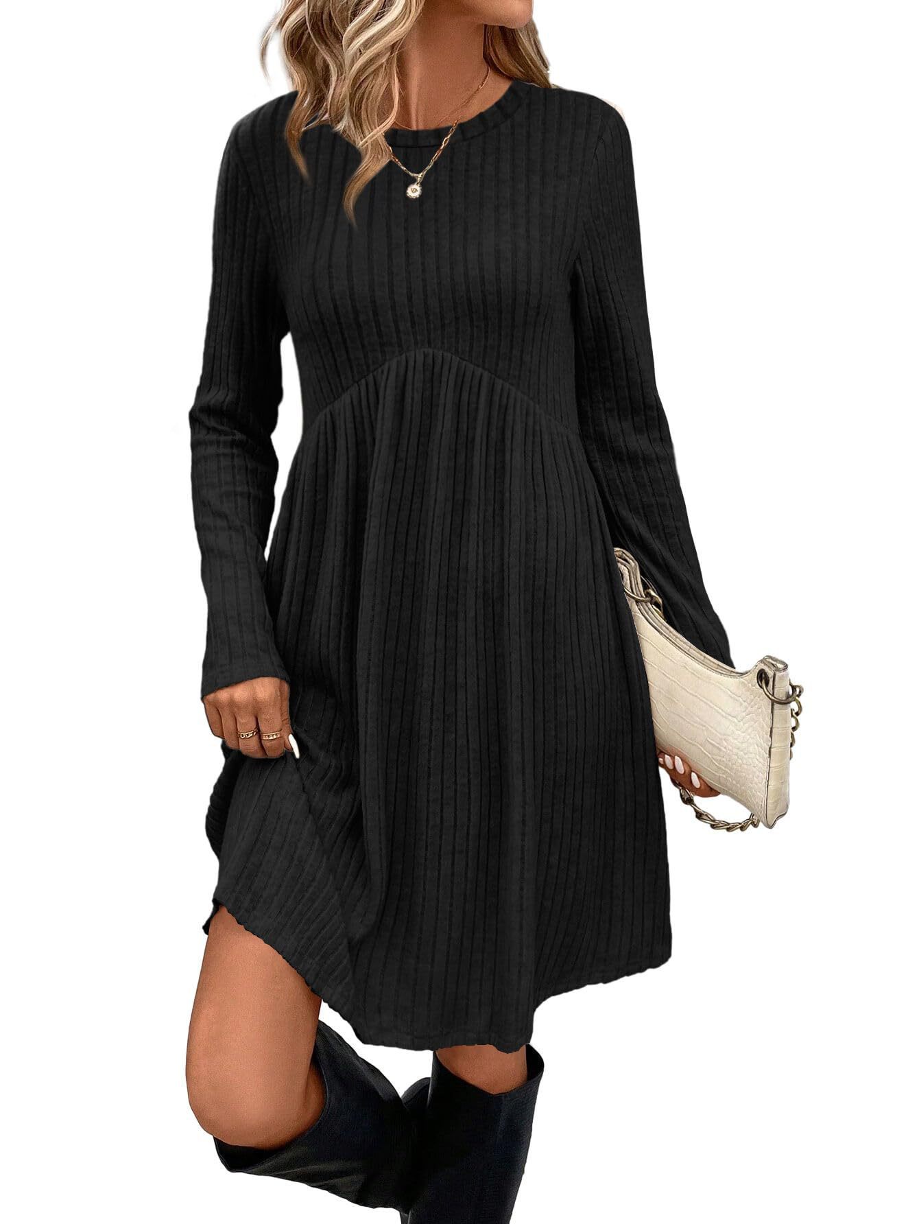 Bohemian Mid-length Autumn Winter Dress Irregular Brushed Ribbed Skirt_voghion.com