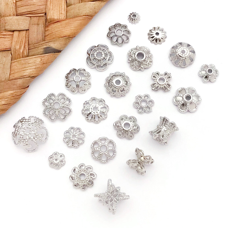 Copper-Plated Platinum Polka Dot Flower Cap Double-Sided Splicing Cut Out Flower Holder DIY Jewelry Accessories Hand Necklace Four-Leaf Clover Spacer Copper-Plated Platinum Polka Dot Flower Cap Double-Sided Splicing Cut Out Flower Holder DIY Jewelry Accessories Hand Necklace Four-Leaf Clover Spacer