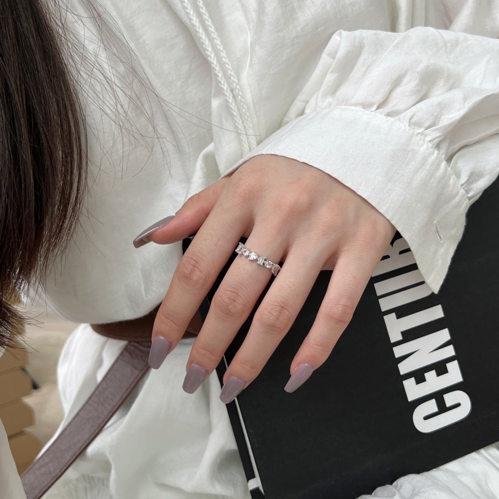 6g Weight Zircon Inlay Material Rings Classification 5, 9, Adjustable Ring Size 1 Piece Quantity Holiday, Daily Occasion 925 Sterling Silver Material Geometric Pattern Women's Gender Plating, Inlay Design Basic, Modern Style, Classic Style Style 925 Sterling Silver Zircon Geometric Rings 22