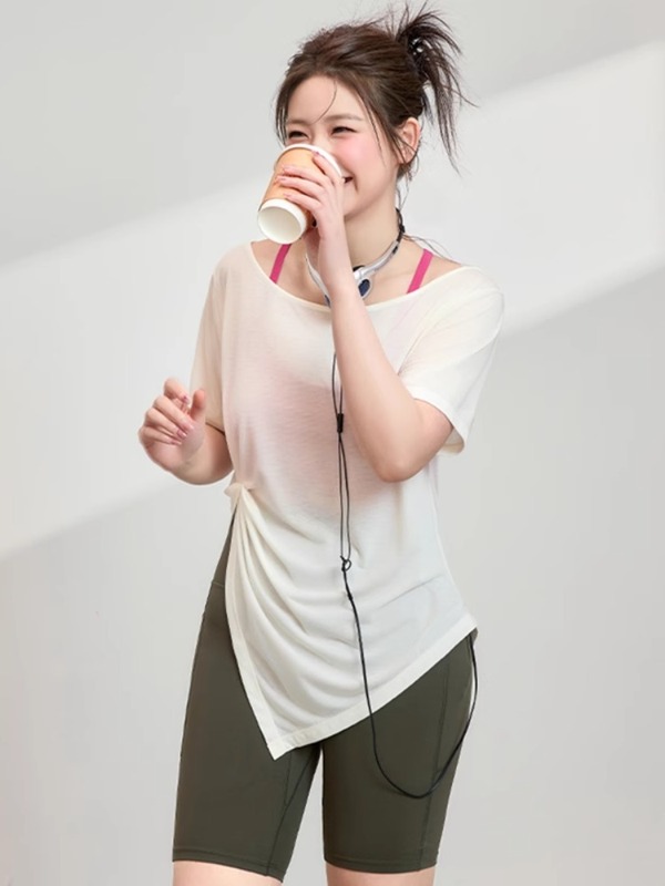 运动短袖女大码跑步大码上衣罩衫夏季宽松透气胖MM瑜伽服健身套装|undefined