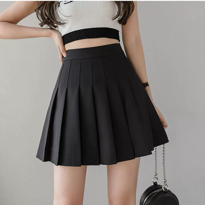  Pleated skirt, high-waist Korean style A-line with colored protective underwear, autumn mini