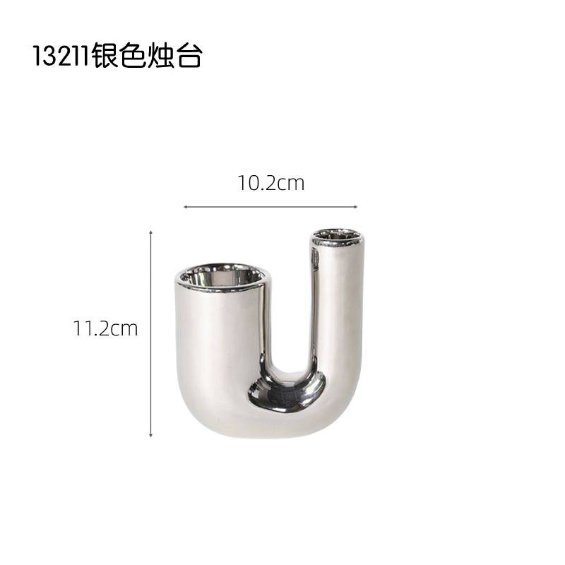 Luz moderna de lujo plata cerámica candelero decoración hogar dormitorio boda romántica mesa comedor ins estilo suave Decoración