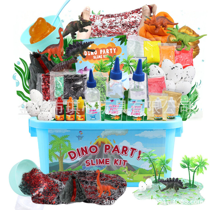 Cross-Border Exclusive Supply for Amazon: Dinosaur Crystal Slime Set, Slime Set, Colored Clay, Butter Cotton Slime