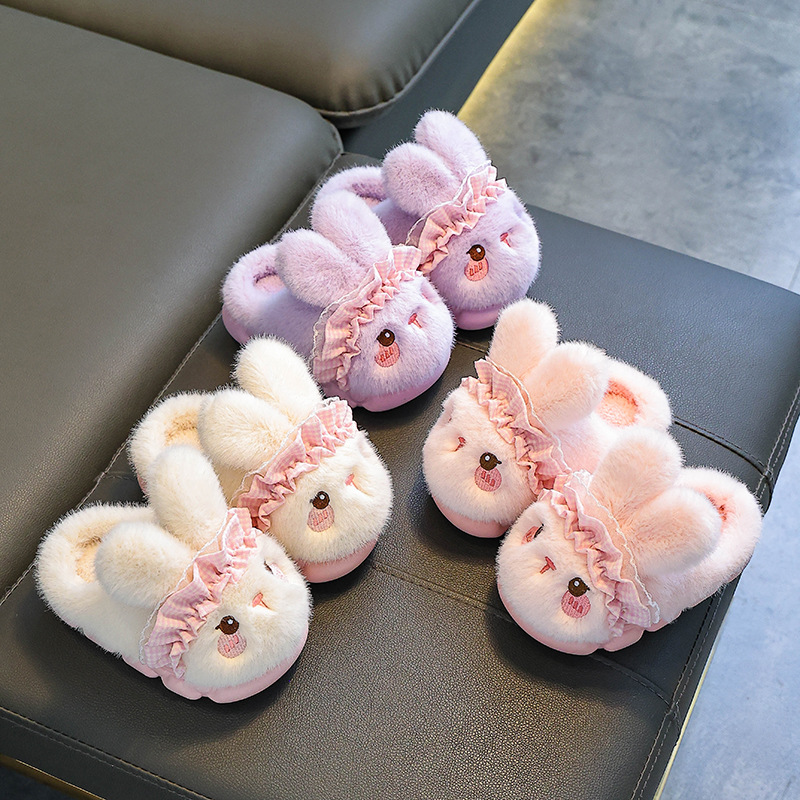 Zapatillas de algodón para niños calientes de invierno para niñas con una base gruesa de pelusa para padres e hijos en el hogar, bolsas para niños y zapatos de algodón para bebés