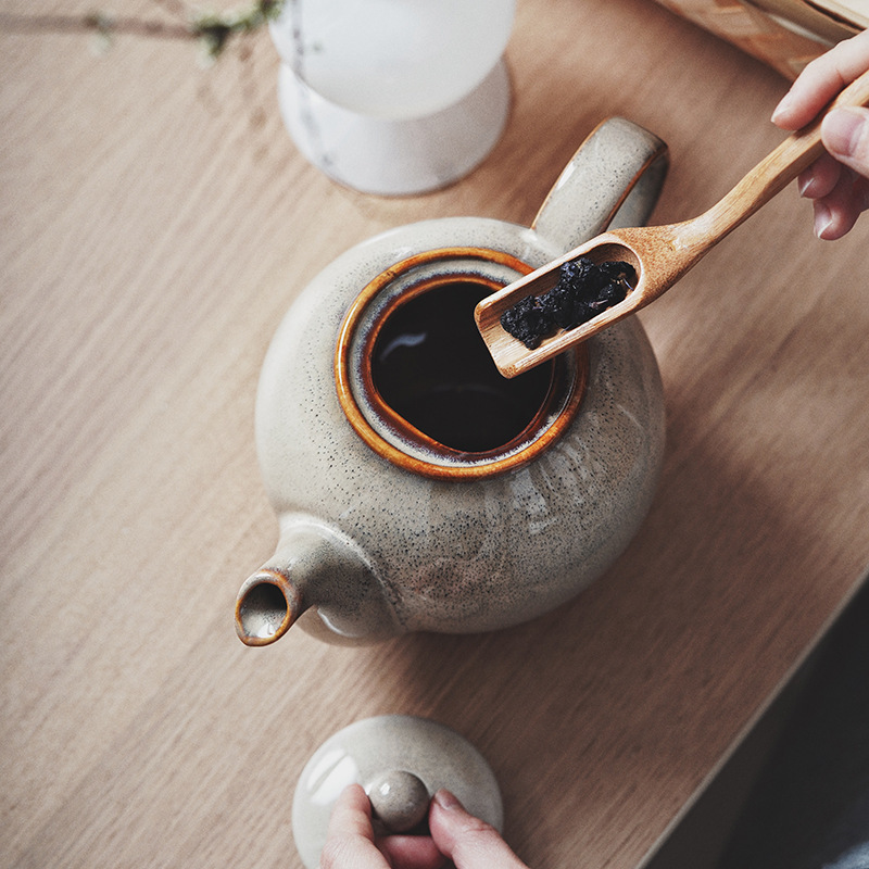 Tetera lateral tetera de té tetera de té tetera de café tetera cerámica kung fu retro estilo japonés pequeño horno de té esmaltado