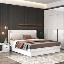 北欧板式床现代简约主卧1.5米高箱储物床1.8米婚床收纳轻奢双人床
