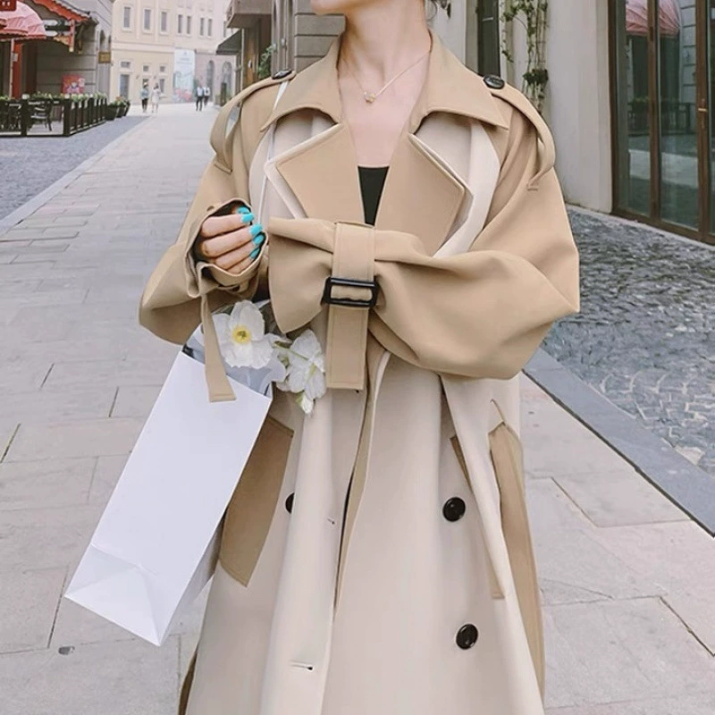 Fashionable long trench coat, mid-length, autumn, 2025 years, high-end