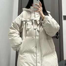 蝴蝶结甜美连帽棉服冬季新款小众设计保暖百搭外套面包