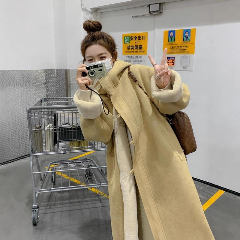 2025 Winter Hooded High-End Long Fur One-Piece Thick Outwear Environmentally Friendly Lamb Wool Lining Warm Outwear