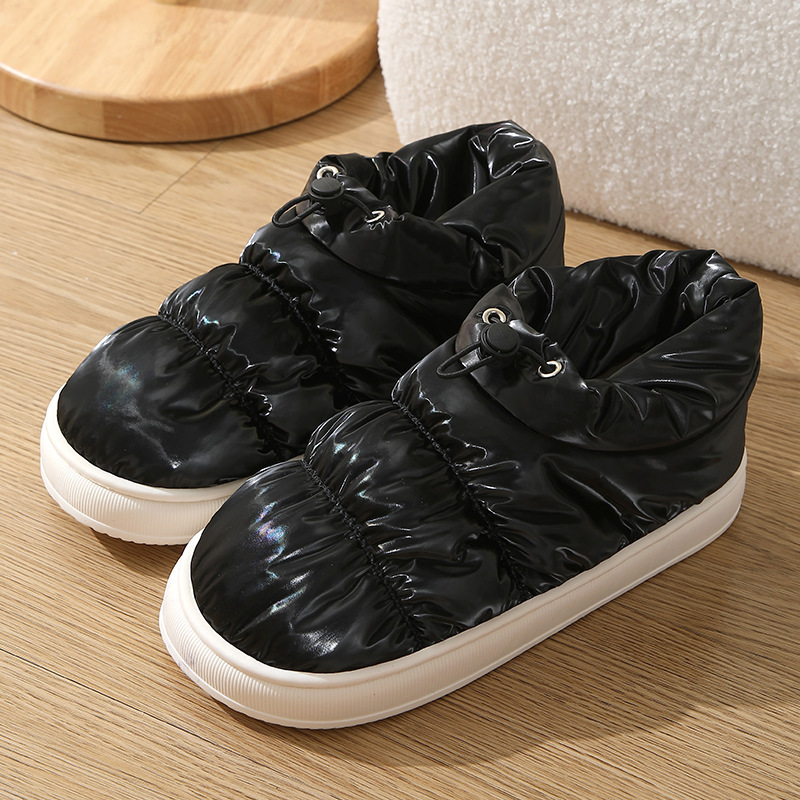 thumbnail image 1 of Zapatillas de algodón con plumón de otoño e invierno, zapatos de algodón con tacón de bolsa EVA para mujer, botas de algodón cálidas para el hogar, interiores, antideslizantes, impermeables, para uso, 1 of 5