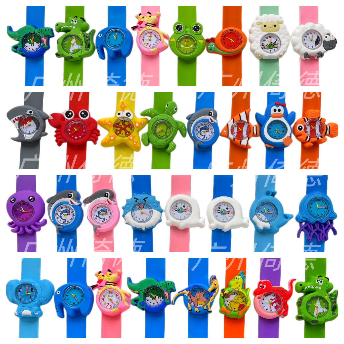 2024 Supply Children's Watch Cartoon Animal Snap Ring Student Kindergarten Electronic Panda Spot Foreign Trade Hot Sale