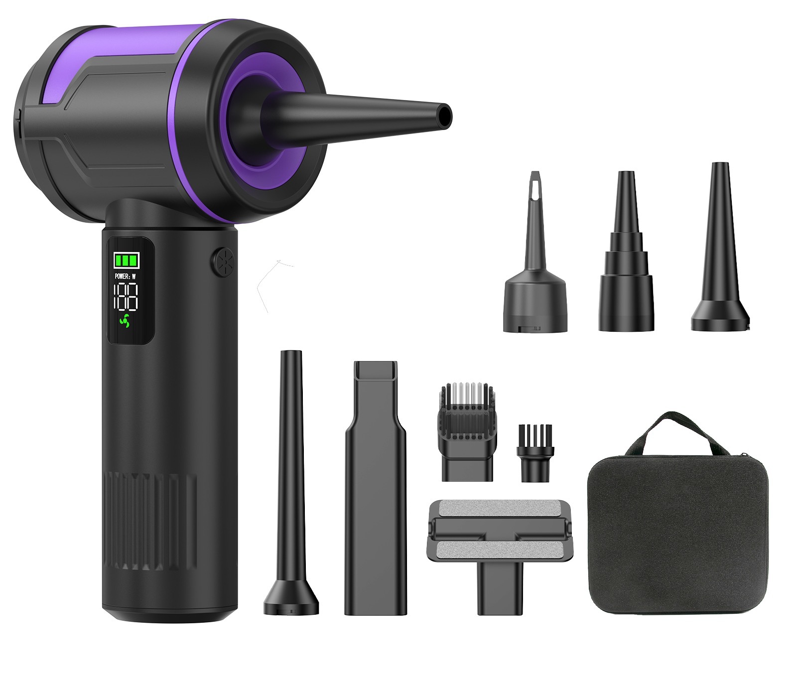 Vacuum Cleaner Digital: Chezai Tozsoranlar - black-purple-fast-charging-digital-screen-vacuum-cleaner-plus-ev-package
