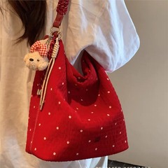 南风Chio2nd 高颜值设计师款红色波点包褶皱肌理休闲包女士单肩包